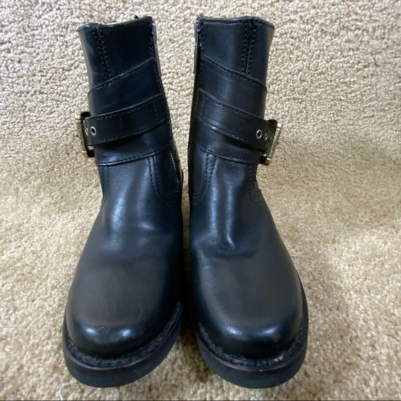 HARLEY DAVIDSON Womens Riding Boots Sz 6.5 Black Ankle Zip Up Buckle 84181 Biker - Picture 3 of 9